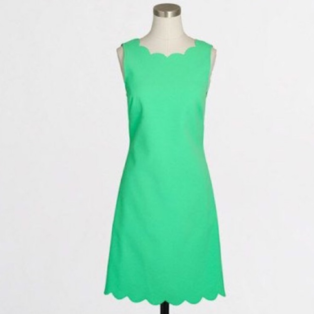 J. Crew sea foam green sleeveless scalloped dress